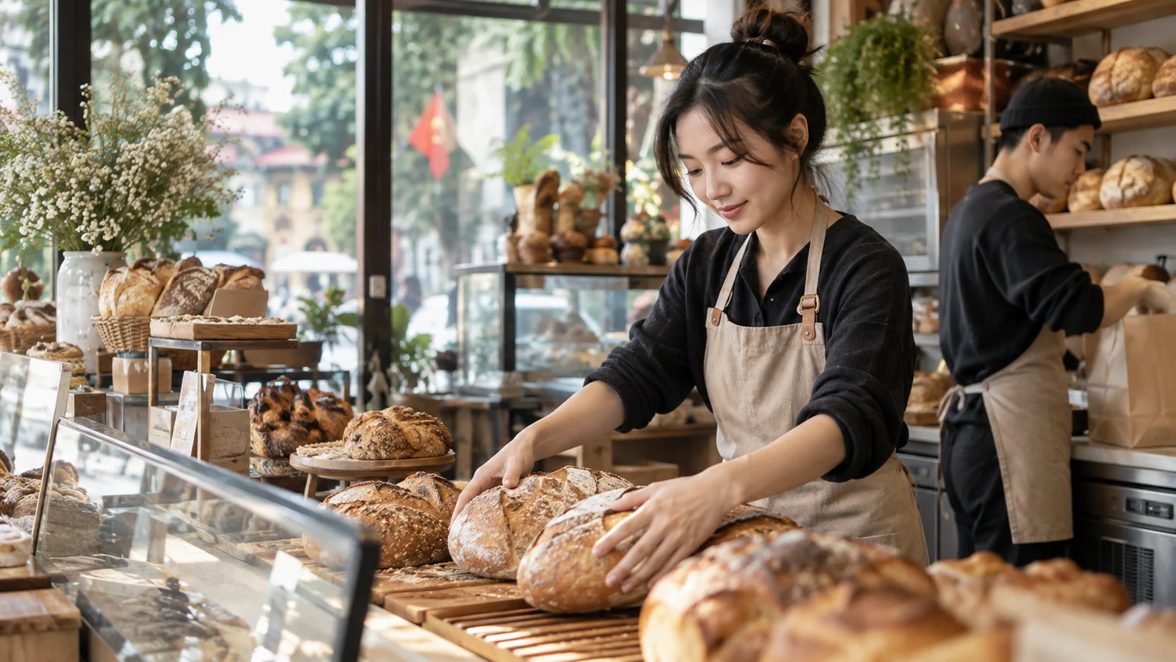 Ảnh minh họa chủ tiệm bánh quản lý cửa hàng